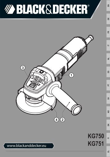 BlackandDecker Smerigliatrice Angolare Piccola- Kg750 - Type 1 - Instruction Manual (Europeo)