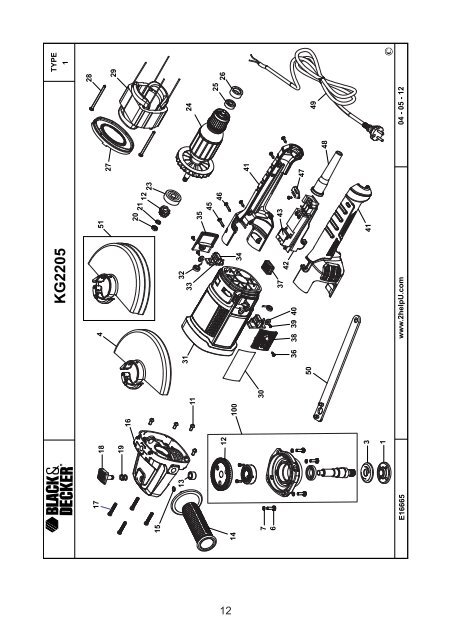 BlackandDecker Smerigliatrice Angol- Kg2205 - Type 1 - Instruction Manual (Czech)