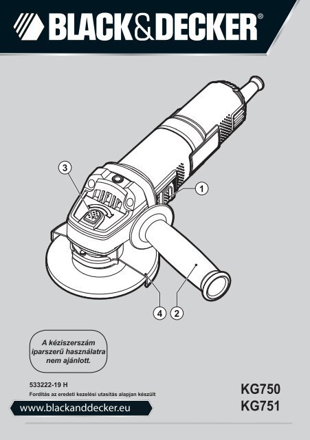 BlackandDecker Smerigliatrice Angolare Piccola- Kg750 - Type 1 - Instruction Manual (Ungheria)