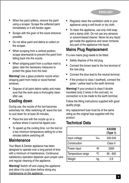 BlackandDecker Pistola Termica- Kx2200 - Type 1 - Instruction Manual (Inglese - Arabo)