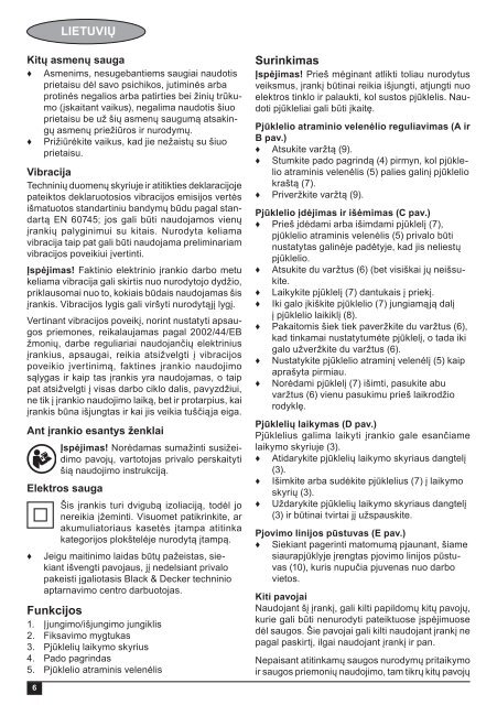 BlackandDecker Maschera Da Taglio- Ks495 - Type 1 - Instruction Manual (Lituania)