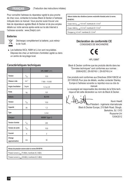 BlackandDecker Utensile Multifunzione- Hpl108 - Type H1 - Instruction Manual (Europeo)