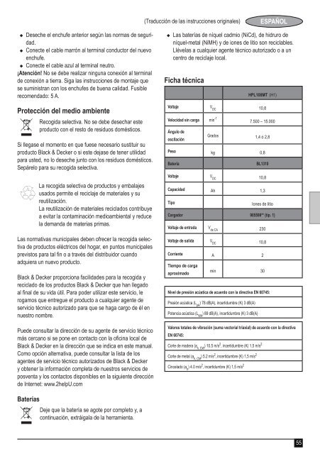 BlackandDecker Utensile Multifunzione- Hpl108 - Type H1 - Instruction Manual (Europeo)