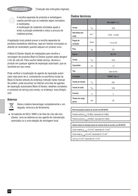 BlackandDecker Utensile Multifunzione- Hpl108 - Type H1 - Instruction Manual (Europeo)
