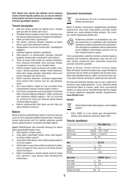 BlackandDecker Utensile Multifunzione- Hpl108 - Type H1 - Instruction Manual (Turco)