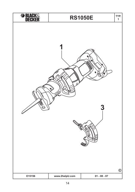 BlackandDecker Seghetto Alternativo- Rs1050e(K) - Type 1 - Instruction Manual (Ungheria)