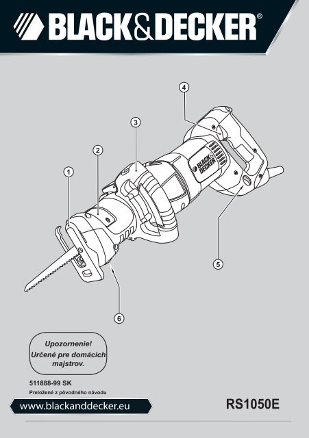 BlackandDecker Seghetto Alternativo- Rs1050e(K) - Type 1 - Instruction Manual (Slovacco)