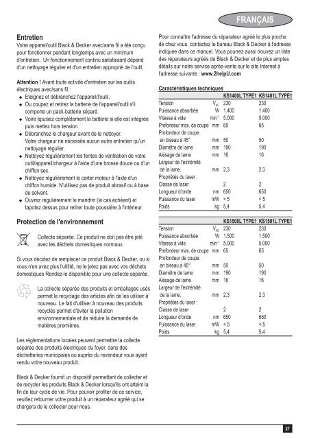 BlackandDecker Sega Circolare- Ks1400l - Type 1 - Instruction Manual (Europeo)