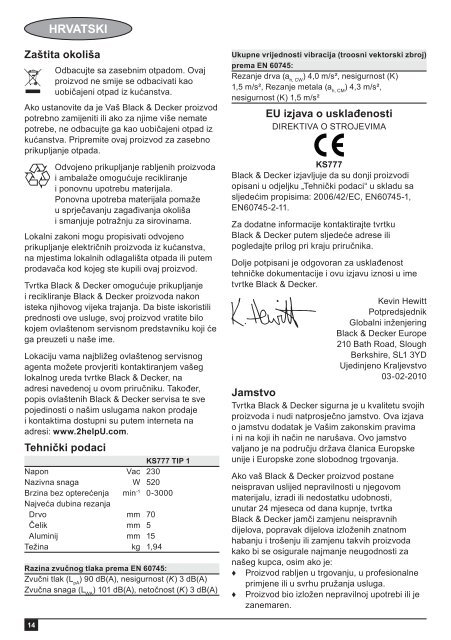BlackandDecker Maschera Da Taglio- Ks777 - Type 1 - Instruction Manual (Balcani)