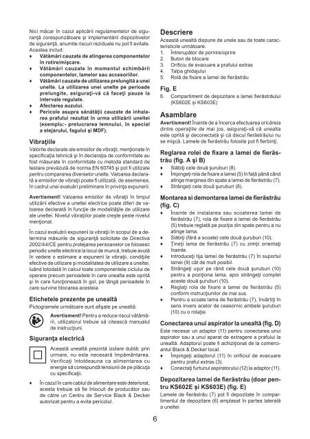 BlackandDecker Maschera Da Taglio- Ks603e - Type 1 - Instruction Manual (Romania)