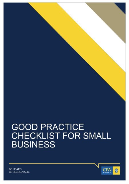 GOOD PRACTICE CHECKLIST FOR SMALL BUSINESS