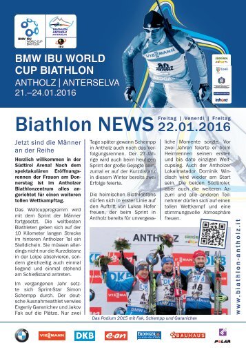 Biathlon Antholz Weltcup Stadionblatt 22.01.2016