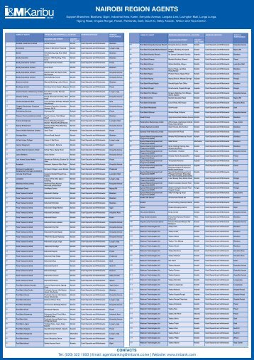 NAIROBI REGION AGENTS