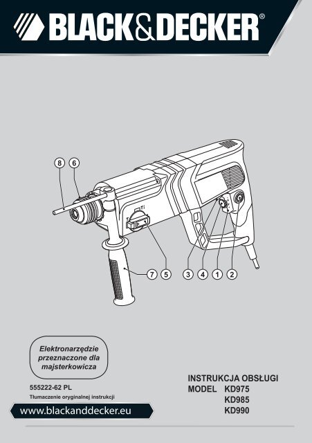 BlackandDecker Martello Ruotante- Kd990 - Type 2 - Instruction Manual (Polonia)