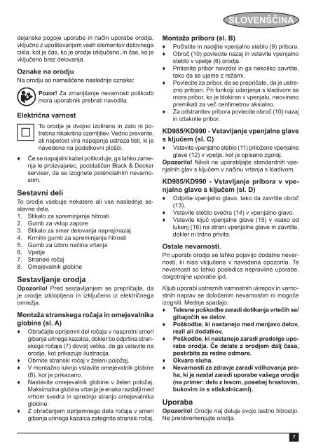 BlackandDecker Martello Ruotante- Kd975 - Type 2 - Instruction Manual (Balcani)