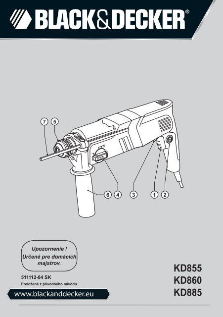 BlackandDecker Martello Ruotante- Kd860 - Type 1 - Instruction Manual (Slovacco)