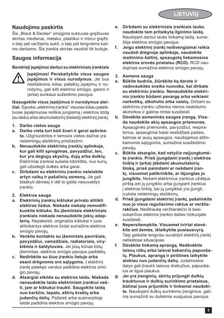 BlackandDecker Martello Ruotante- Kd975 - Type 2 - Instruction Manual (Lituania)