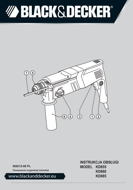 BlackandDecker Martello Ruotante- Kd860 - Type 1 - Instruction Manual (Polonia)