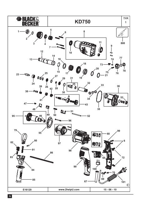 BlackandDecker Trapano Percuss Rot- Kd750 - Type 1 - Instruction Manual (Europeo)