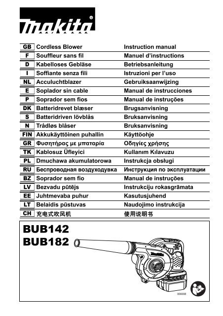 Makita Soffiatore Aspiratore 14 4v Bub142z Manuale Istruzioni