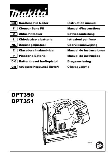 Makita SPILLATRICE - DPT351Z - Manuale Istruzioni