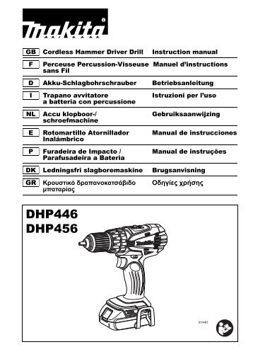 Makita TRAPANO PERC. 18V 4.0Ah Li-ion - DHP456RMJ - Manuale Istruzioni