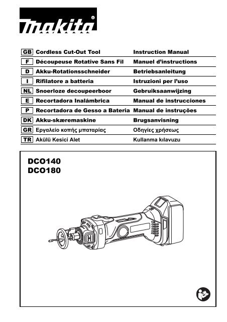 Makita RIFILATORE PER CATONGESSO - DCO180Z - Manuale Istruzioni