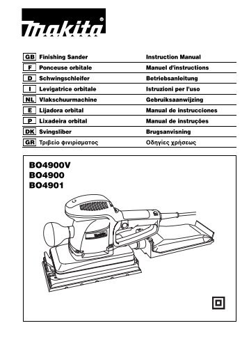 Makita LEVIGATRICE ORBITALE - BO4901 - Manuale Istruzioni