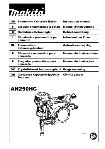 Makita CHIODATRICE PNEUM.HP X CEMENTO - AN250HC - Manuale Istruzioni