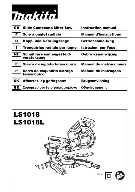 Makita SEGA DA BANCO RADIALE - LS1018L - Manuale Istruzioni