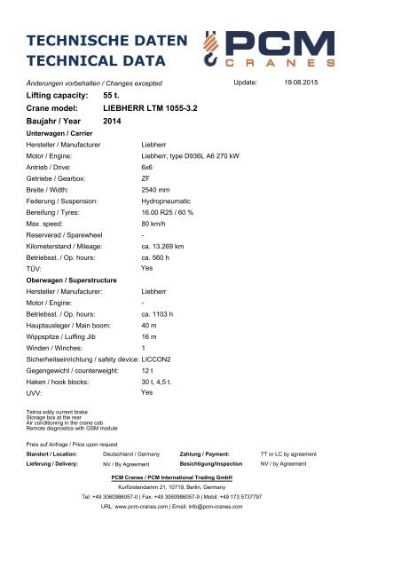 Liebherr LTM 1055-3.2 2014 for sale used crane, Gebrauchte Kran zu Verkaufen, kaufen