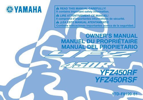 Yamaha YFZ450R - 2010 - Manuale d'Istruzioni Espa&ntilde;ol