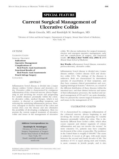 Surgical Management Of Ulcerative Colitis