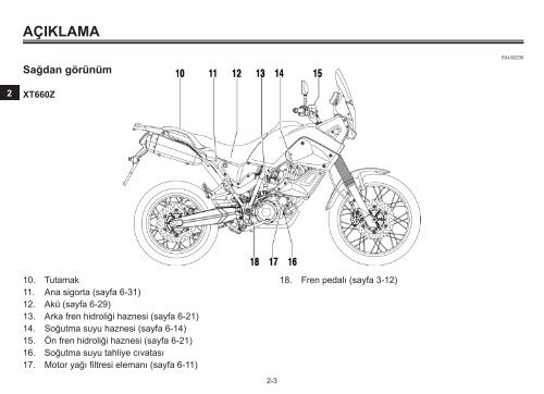 Yamaha XT660Z - 2012 - Manuale d'Istruzioni T&uuml;rk&ccedil;e