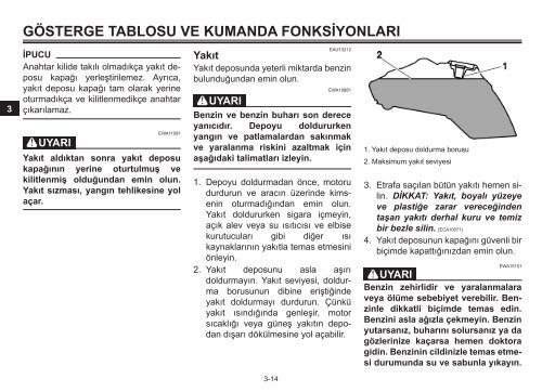 Yamaha XT660Z - 2012 - Manuale d'Istruzioni T&uuml;rk&ccedil;e