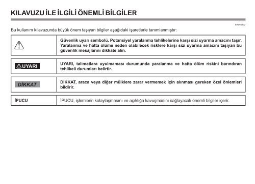 Yamaha XT660Z - 2012 - Manuale d'Istruzioni T&uuml;rk&ccedil;e