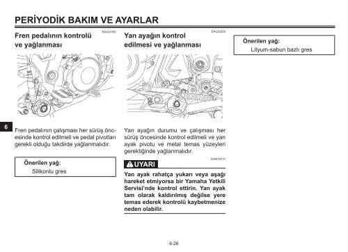 Yamaha XT660Z - 2012 - Manuale d'Istruzioni T&uuml;rk&ccedil;e