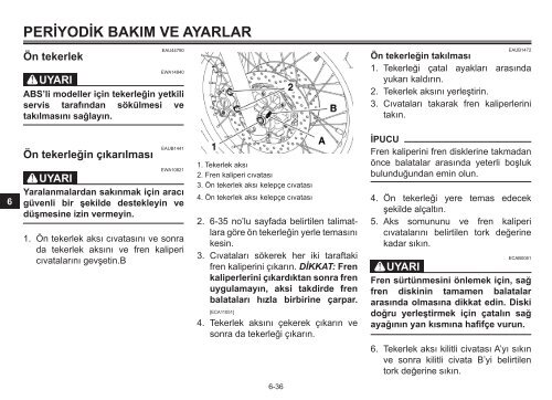 Yamaha XT660Z - 2012 - Manuale d'Istruzioni T&uuml;rk&ccedil;e