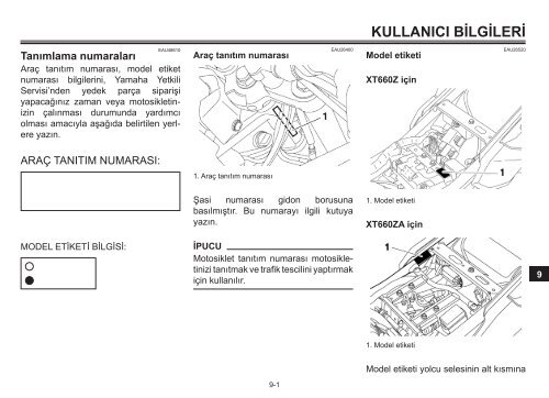 Yamaha XT660Z - 2012 - Manuale d'Istruzioni T&uuml;rk&ccedil;e