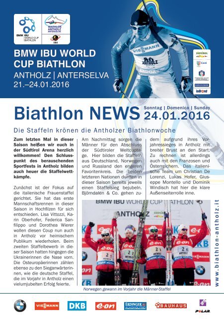 Stadionblatt Biathlon Antholz Weltcup 24.01.2016