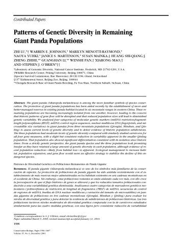 Patterns of Genetic Diversity in Remaining Giant Panda Populations