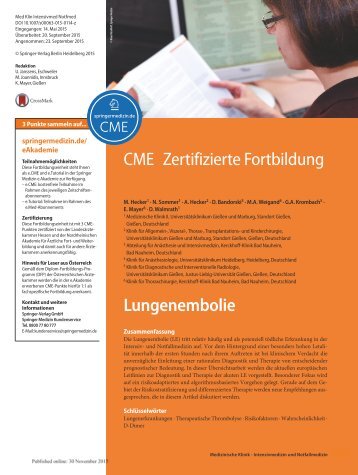 Lungenembolie CME 2016