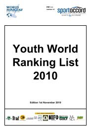 World-Ranking-List for Junior-Boys - World minigolf sport federation