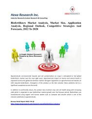 Biofertilizers Market Analysis, Market Size, Application Analysis, Regional Outlook, Competitive Strategies And Forecasts, 2012 To 2020