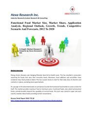 Functional Food Market Size, Market Share, Application Analysis, Regional Outlook, Growth, Trends, Competitive Scenario And Forecasts, 2012 To 2020
