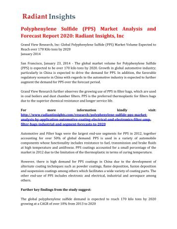 Polyphenylene Sulfide (PPS) Market Analysis and Forecast Report 2020