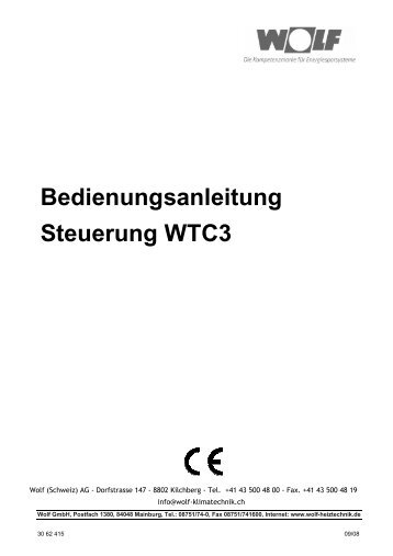 Bedienungsanleitung Steuerung WTC3 - Wolf (Schweiz) AG