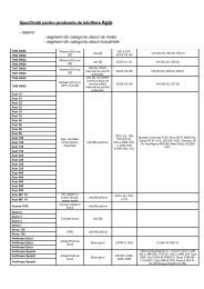 Specificatii pentru produsele de lubrifiere Agip - repere: - segment ...