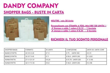 Listino shopper bags - buste in carta