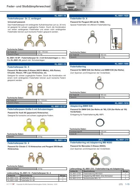 Klann Feder- und Stossdämpferwechsel Katalog